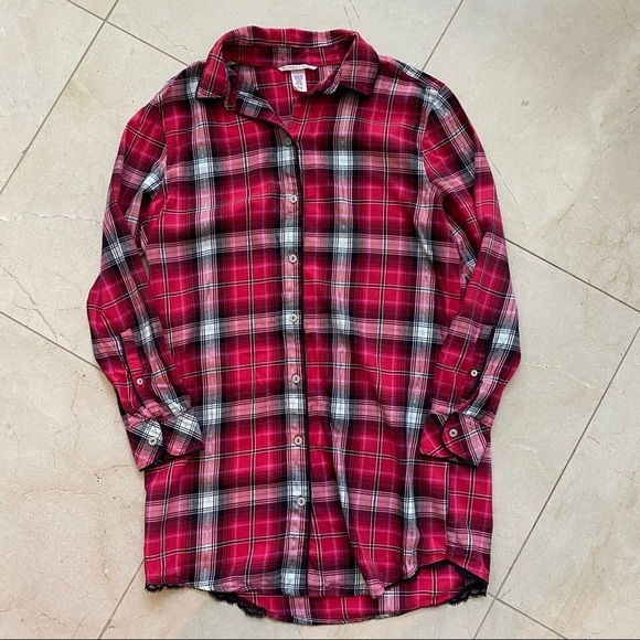 Victoria's Secret Shirt Nightgown Red Plaid Small - Picture 4 of 6